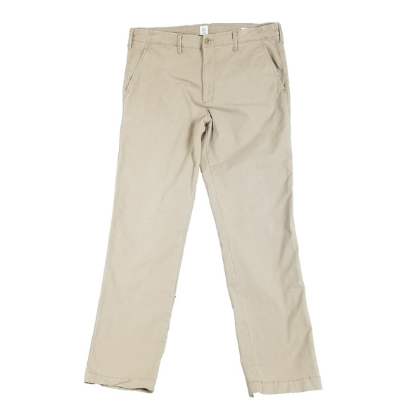 Gap Pants Mens 36x34 Khaki Beige Straight Chino Academy Lived In Stretch Casual - Picture 1 of 16